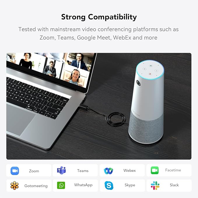 NUROUM C20(2nd Gen) HD Conference Webcam, 1080P Video Conferencing Camera with Microphone and Speaker, All in One Computer Camera for Desktop, 13ft Voice Pickup, AI Noise-Cancellation, USB Plug&Play