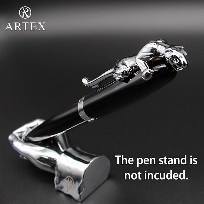 Stylish Fountain Pen : Luxury,Elegant, Germany F Fine Nib, Gift for Men & Women, Professional, Executive, Metal, Gift Box (Black/Silver (Leopard))