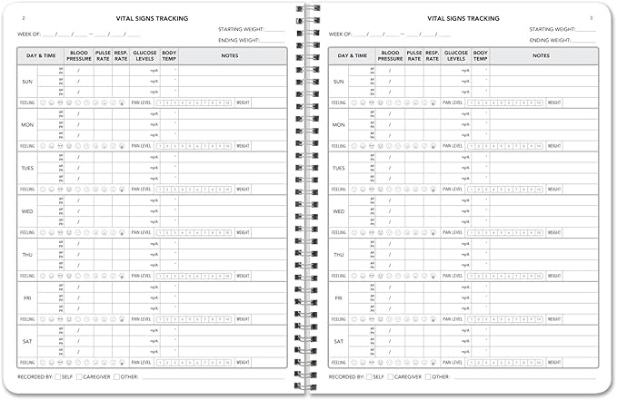 BookFactory Vital Signs Log Book/Vitals Monitoring Logbook/ 104 Pages Record Book – 8.5” x 11” (LOG-104-7CW-PP(Vital-Signs))