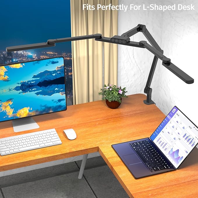 LED Desk Lamp with Clamp, 41.5" Clamp on Architect Desk Lamp for Home Office, 24W Bright Tall Computer LED Table Light Adjustable Overhead Clip on Office Lighting for Work Craft