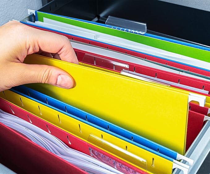 HERKKA Extra Capacity Hanging File Folders, 30 Pack Reinforced Letter Size Hanging Folders with Heavy Duty 3 Inch Expansion, Designed for Bulky Files, Medical Charts, Adjustable Tabs, Assorted Colors