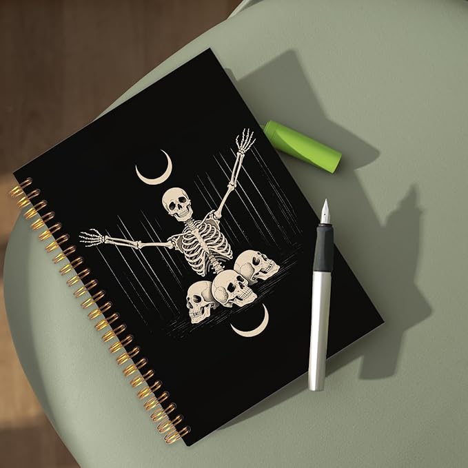 WUCHJ Witchy Gothic Spiral Notebook, Astrology Journal, Celestial Sun and Moon Phases 5.5x8.3 Inch,Lined Notebooks College Ruled, Magic Notebook for Women, Astrology Gifts for Women