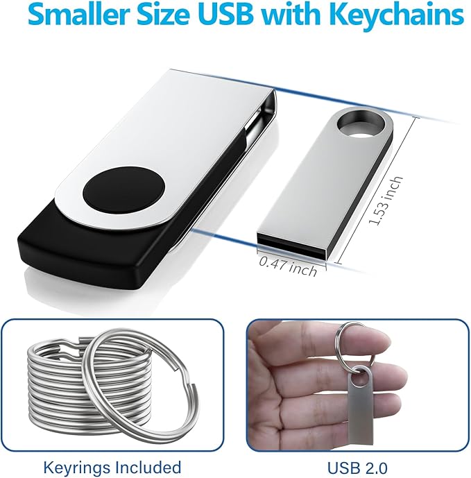 ABLAZE 32GB Flash Drive 10 Pack, Metal USB 2.0 Thumb Drives with Keychains USB Sticks Pendrives (Sliver)