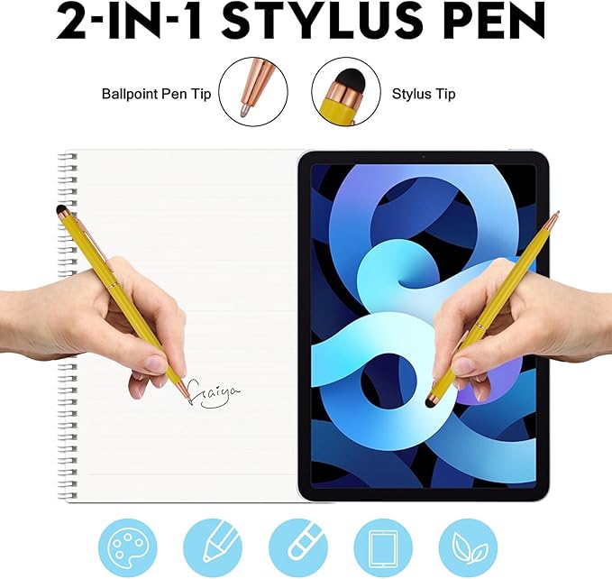 15 Pack Stylus Pens for Touch Screens Stylus Pen Compatible with Phone Tablets Kindle and Black Ink Ballpoint Pens-2 in 1 Stylists Pens (8005 Rose Gold B)