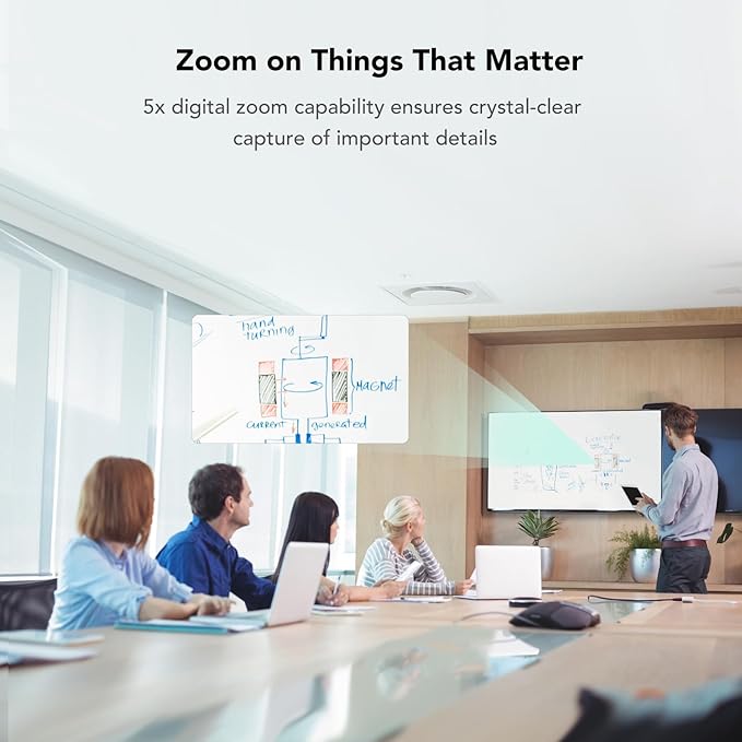 NUROUM C40(2nd Gen) 2K Video Conference Webcam with Microphone and Speaker, 5X Zoom, 4 Noise Cancelling Mics Conference Room Camera, 120°Ultra Wide Angle, 16ft Voice Pickup, for Zoom/Skype/Teams