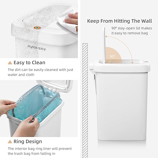 MOPALL Small Bathroom Trash Can with Lid Soft Close, Garbage Can with Press Top Lid & Foot Pedal, Step Trashcan Slim Trash Bin Waste Basket for Toilet, Office, Bedroom, Kitchen, Living Room 2.7 Gallon