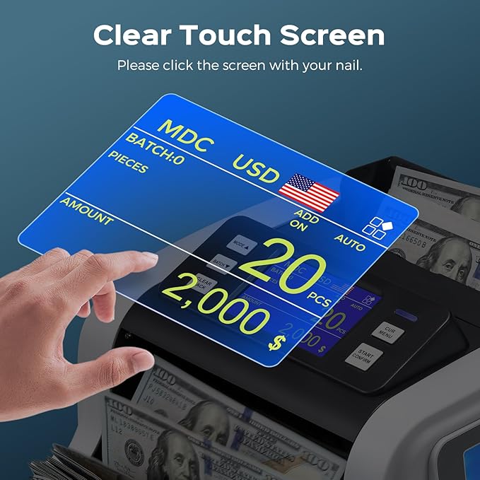 Bonvoisin Money Counter Machine Mixed Denomination, Cash Counter Machine with Counterfeit Detection, Bill Counter with Batch, ADD and Count Mode