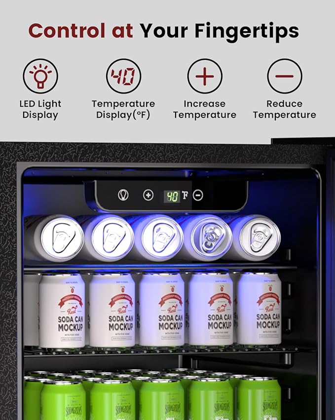 Wine Cooler Refrigerator - 24 Bottle 95 Can Mini Wine Fridge with Glass Door for Beer Soda Water Drink, Small Wine Cellar Beverage Refrigerator for Bedroom Office Home Bar Dorm, 2.6 Cu.Ft