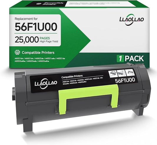 LLAOLLAO 56F1U00 Toner Replacement for Lexmark 56F1U00 Black Toner Cartridge High Yield for MS521 MS621 MS622 MX521 MX522 MX622 Laser Printer (25000 Pages)