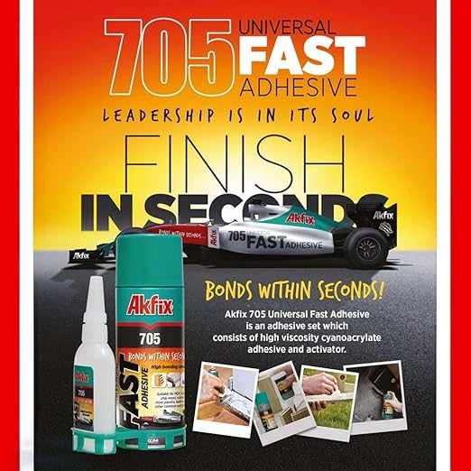 Akfix 705 Super CA Glue (2 X 0.7oz) with Spray Activator (2 X 3.38 floz) and 0.7 oz Thin CA. Wood, Metal, Plastic, Leather, Crafts. Clear CA Glues