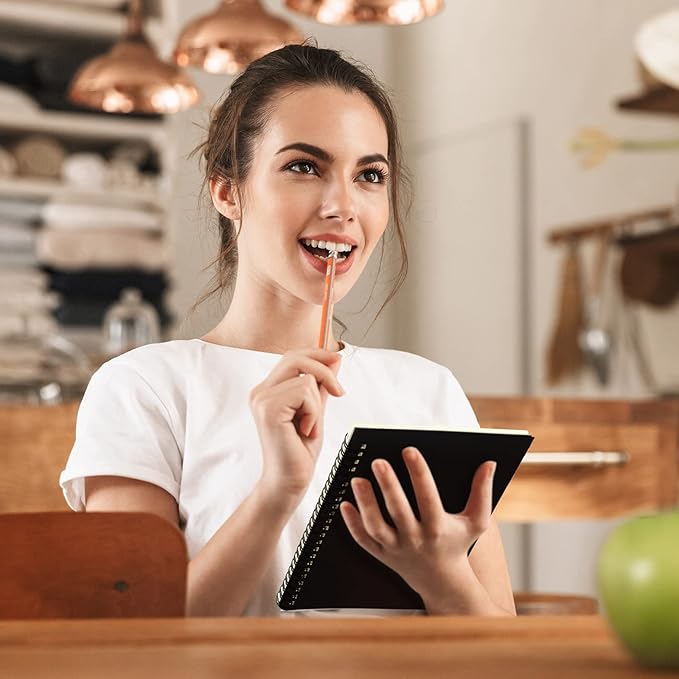 Yahenda 200 Pcs Spiral Notebook Bulk A5 Journal Lined 8.3'' x 5.5'' Writing Composition Paper Small Notepad Subject Notebook for Students Office Business Back to School Supplies (Black)