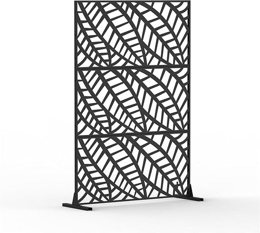 NicBex Room Divider 1 Panel Room Dividers with Leaf Pattern Design Partition Room Dividers and Metal Privacy Screens Wall Divider for Outdoor, Room Separation,48.31" W x 15.75" D x 70.75" H, Black