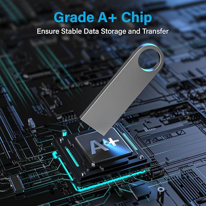 ABLAZE 4GB Flash Drive 2 Pack, Metal USB 2.0 Thumb Drives with Keychains USB Stick Pendrive (Sliver)