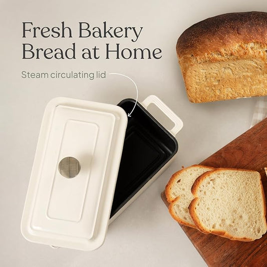 TOMO Cast Iron Bread Oven, 10" x 5" Full Size Loaf - Dutch Oven Bread Cloche with Steam Circulating Lid for Perfect Sourdough