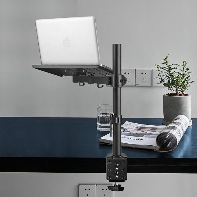 suptek Laptop Notebook Desk Mount Stand, Adjustable Single Monitor Laptop Arm Mount with Ventilated Tray,up to 17 inch,Holds up to 22 lbs