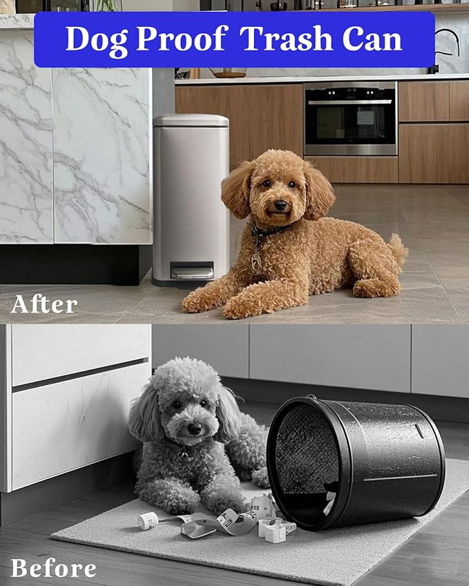 Bathroom Trash Can with Lid，5 Liter / 1.3 Gallon Small Trash Can with Removable Liner, Soft Close lid & Step Pedal, Stainless Steel Trash Bin for Bathroom,Bedroom,Home Office, Kohler Grey