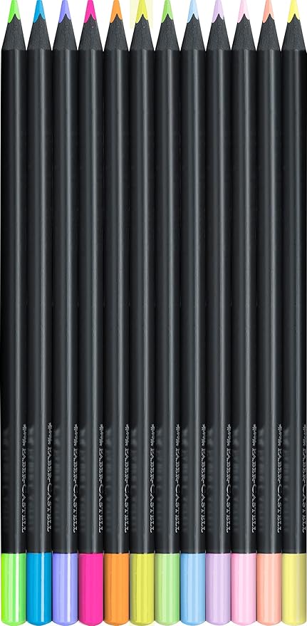 Faber-Castell Black Edition Colored Pencils: 12 Neon & Pastel