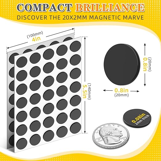 105 Pcs Round Magnets with Adhesive Backing, Flexible Self Adhesive Magnets for Crafts, Small Sticky Magnetic Dots for Hanging & Organizing Light Objects, Magnets for Whiteboard, Fridge, DIY