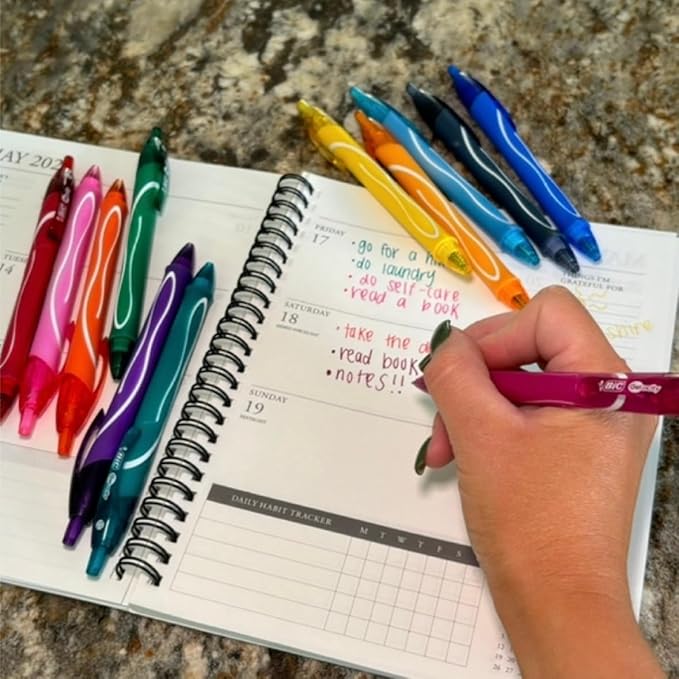 BIC Gelocity Quick Dry Assorted Colors Gel Pens, Medium Point (0.7mm), 8-Count Pack, Retractable Gel Pens With Comfortable Full Grip