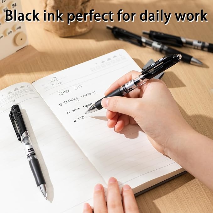 deli Gel Pens, 100 Pcs Retractable Pens Black Ink, Medium Point Pen 0.7mm, Smooth Writing, Fast Dry, No Bleed for Journaling Note Taking, Home School Office Supplies