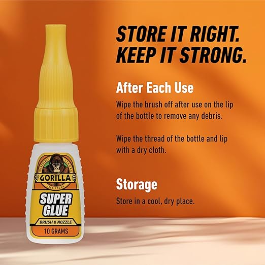 Gorilla Super Glue with Brush & Nozzle Applicator, Clear Glue, 12 Gram (Pack of 2) - All Purpose and Fast Setting for Projects and Repairs
