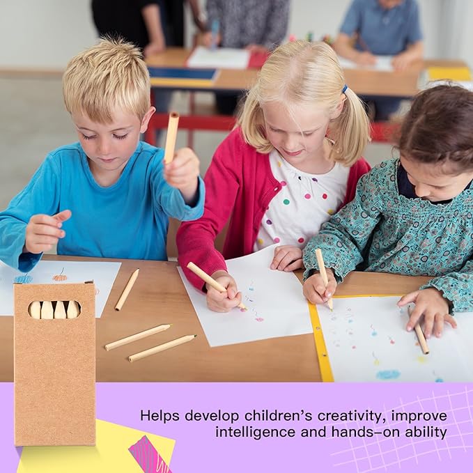 Faccito 200 Packs Mini Drawing Colored Pencils for Kids 3.5 Inch Portable Short Fat 6 Different color Pre Sharpened Pencils in Bulk for Children Painting Classroom School Supplies