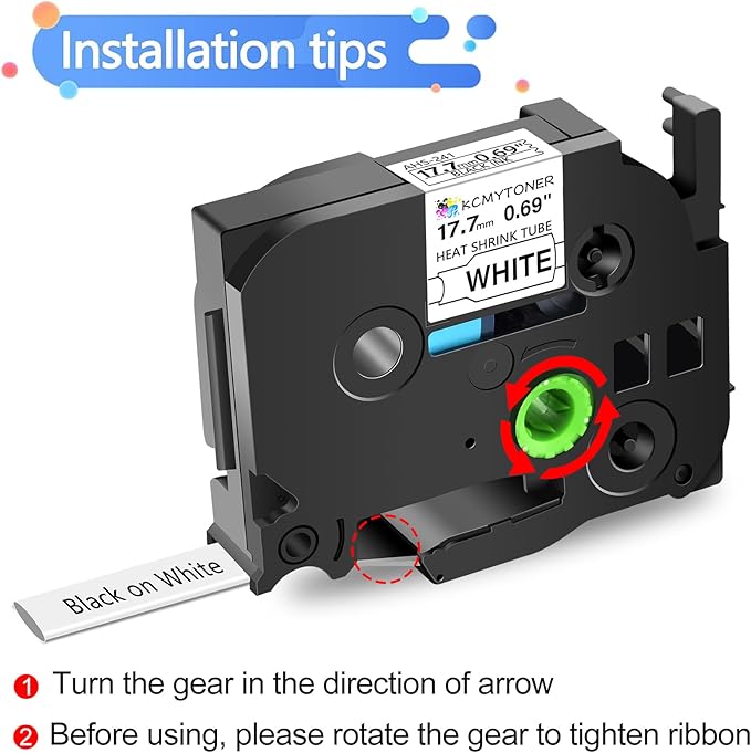 HSE241 HSE-241 HS-241 Heat Shrink Tubes Label Tape 3/4" (17.7mm) x 4.92 ft Compatible for PTD400 D600 PTH300 PTE300 PTE500 PT-E550W E800W PTP700 PTP750WVP, Black on White, 2 Pack