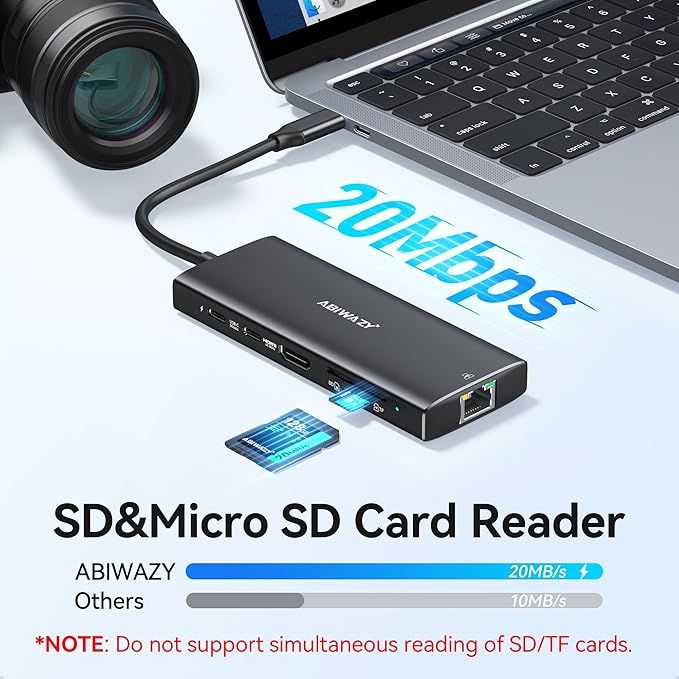 USB C Hub Multiport Adapter,10 in 1 USB C to USB HDMI Ethernet Hub USB C Dongle for MacBook Pro/Air, iPad Pro,Dell with 4K@60Hz HDMI+Ethernet+4USB+1USB-C Data Port+SD/TF Card Reader+100W PD (Black)