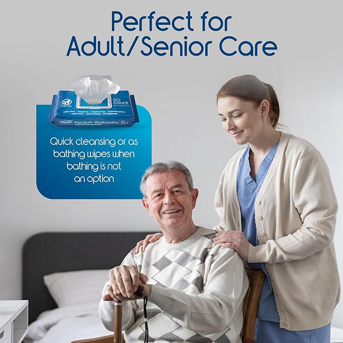 Inspire Adult Wet Wipes, Wash Cloths | Adult Wipes for Incontinence & Cleansing for Elderly, 8"x12" (500CT (10 PACKS OF 50))