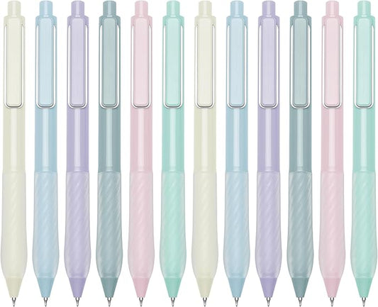 Gel Pens Black Ink Fine Point 0.5mm Retractable Cute Pen for Smooth Writing School Office Supplies (Silver 12-count)