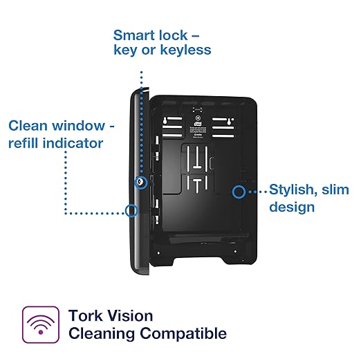 Tork Xpress Multifold Hand Towel Dispenser Black H2, One-at-a-Time Dispensing, Elevation Range, 553028