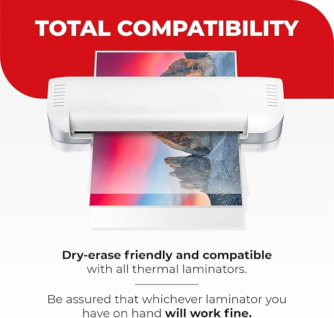 5MIL Thermal Laminating Sheets (225 Count) Letter, Photo, Card, Notecard, ID Badge and Business Card Sizes, Laminating Pouches, Compatible with Laminators, Crystal Clear Laminated Finish