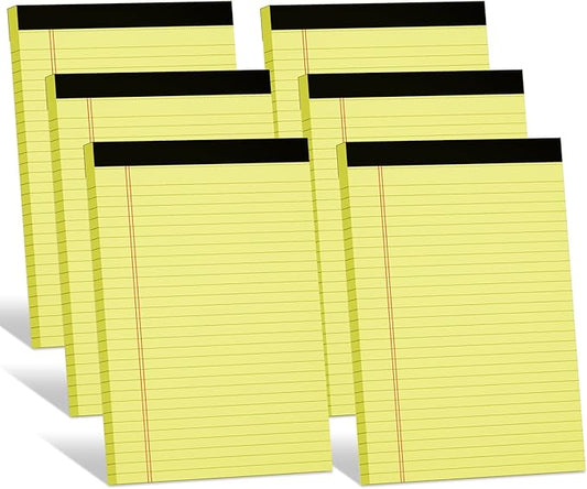 AILZFEI 300 Sheets Light Yellow Legal Pads 8.5 x 11.75 Wide Ruled Paper 6-Pack Note Pad 50 Sheets per Notepad Perforated Writing Pad Durable Sturdy Back 8x11 Pads of Paper