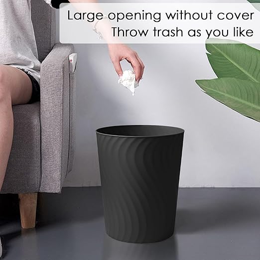 YGJT Small Trash Can, 3 Pack 1.8 Gallons Bathroom Trash Can, Slim Waste Basket, Round Garbage Can, Plastic Trash Bin for Kitchen, Dorm, Bedroom, Office, Living Room, Study, Compact Spaces(Black)