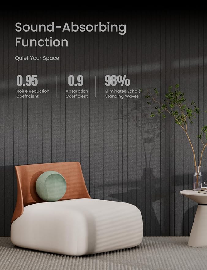 Bumusty Large Cork Board Alternative-36 x24 Felt Bulletin Board Tiles, with 30 Pushpins, 40 Adhesive Tabs, 6-Pack Slat Wall Paneling, Cork Boards for Office Push Pin Board Felt Board-Charcoal Gray