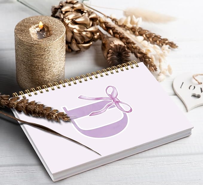 foedor Coquette Trendy Preppy Purple Bow Spiral Notebook,Initial D Journal Personalized Teen Girl Gifts,Monogrammed Gifts for Women Teen Girl,College Ruled Hardcover Spiral Notebook(purple)