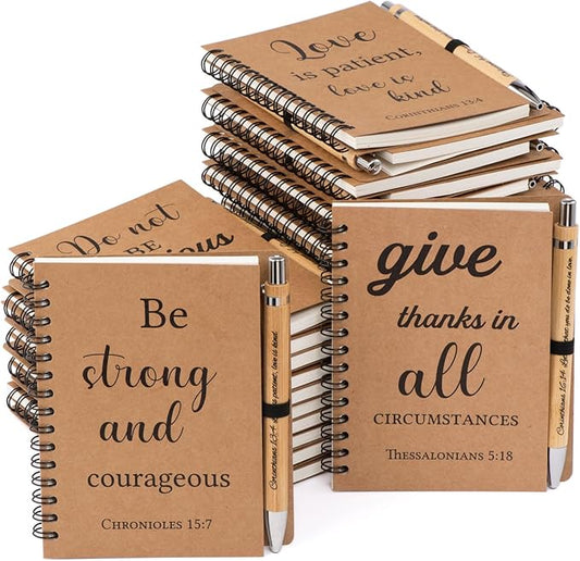 40 Pcs/20 Set Christian Gifts Spiral Notebooks Bulk Journals with Christian Pens Prayer Journal Christian Journal for Women and Men, Perfect Home Gifts