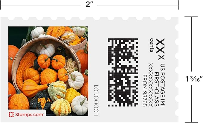 Pumpkins Galore NetStamps 120-Pack (5 Sheets) Printable Postage Labels (Stamps.com Subscription Required) - Print Approved Postage - Inkjet & Laser Printers - Business, Personal, Home
