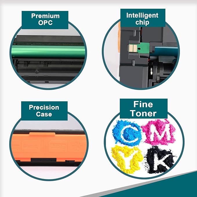 4 Pack Replacement for HP 507A Toner Cartridges Works with HP Laserjet Enterprise 500 Color M551,Laserjet 500 Color MFP M575,Laser Pro 500 MFP M570 Series (Black,Cyan,Magenta,Yellow)