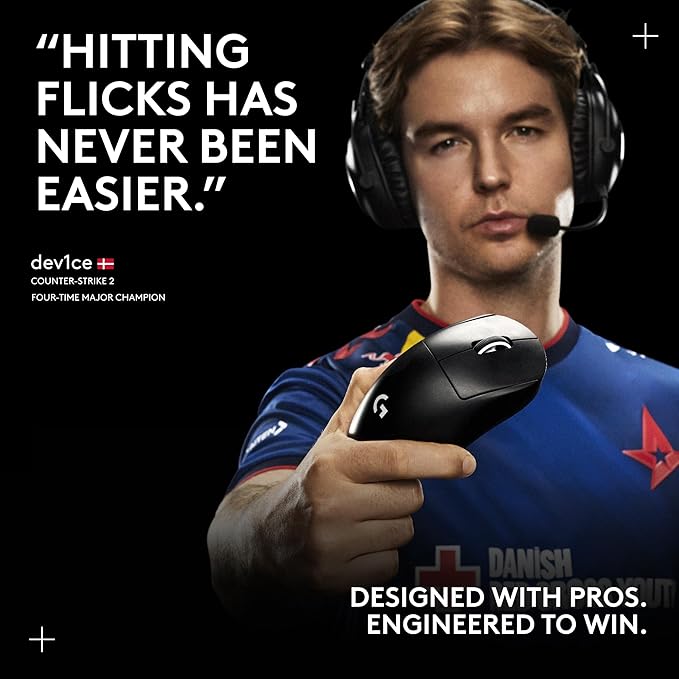 Logitech G PRO X Superlight 2 DEX Wireless Gaming Mouse, 60g pro-Grade Right-Handed Mouse with 5 programmable Buttons, USB-C Charging, 44k DPI Sensor, up to 8 kHz Polling for PC/Mac - Black