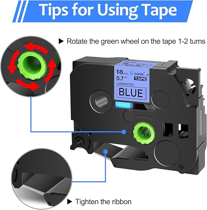 6PK Compatible for Brother P-Touch Label Maker Tape TZe-541 TZ-541 TZe541 TZ541 Black on Blue 18mm 3/4 inch 0.7'' x 26.2ft Laminated TZe TZ Label Tape for PT-H500 PT-910BT PT-530 PT-550