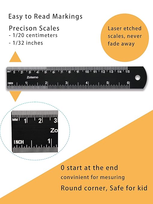50 Pack Metal Rulers for School Kids, 6 Inch Aluminum Ruler Bulk with Centimeters, Millimeter and Inches, Laser Engraved Metric Scales- 150 mm Straight Edge for Class