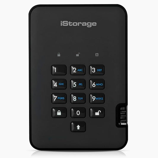 iStorage diskAshur2 HDD 1TB Black - Secure portable hard drive - Password protected - Dust & water resistant - Hardware Encryption