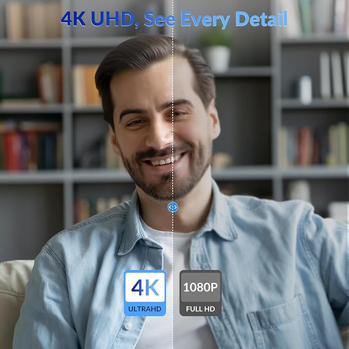 4K Webcam with Sony Sensor, PDAF Autofocus, 1080P@60FPS, 2 Noise Reduction Mics, Auto Light Correction, USB Plug&Play, Privacy Cover, 79°FOV, Streaming Camera for PC, Mac, Laptop, Video Calls