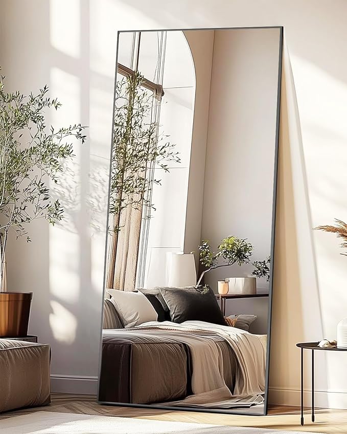 Antok Full Length Mirror, 71"x32" Floor Mirror, Floor Standing Freestanding Full Body Mirror with Stand for Bedroom, Hanging Mounted for Living Room Cloakroom, Black