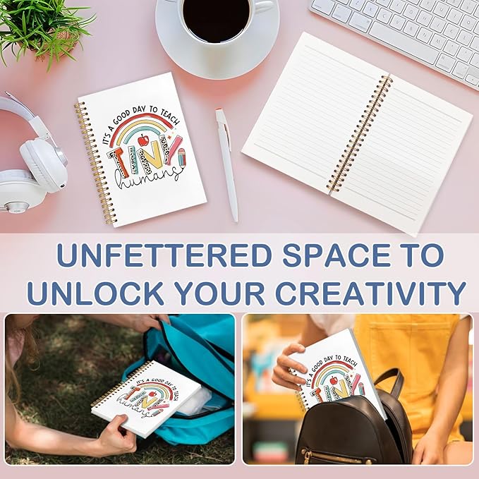 SNNDER Boho Rainbow Teacher Notebook Journal, Teacher Appreciation Gifts, Back To School Gifts for Teachers, It's a Good Day to Teach Tiny Humans Hardcover Spiral Notebooks 5.5x8.3 Inch