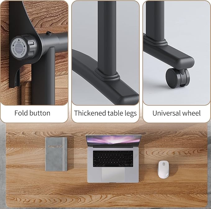 Folding Conference Table, Modern Conference Room Tables with Flip-Top Design, Foldable Conference Table Meeting Table with Wheels, Mobile Seminar Training Tables for Office Classroom (6, Walnut 2)