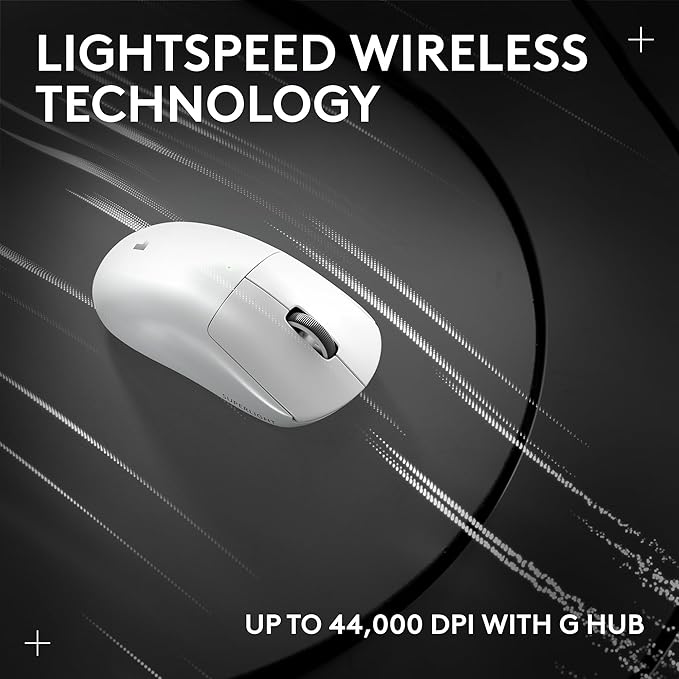Logitech G PRO X SUPERLIGHT 2 Wireless Gaming Mouse, 60g Pro-Grade with 5 Programmable Buttons, 44k DPI Sensor, 8kHz Report Rate, USB-C Charging for PC/Mac - White