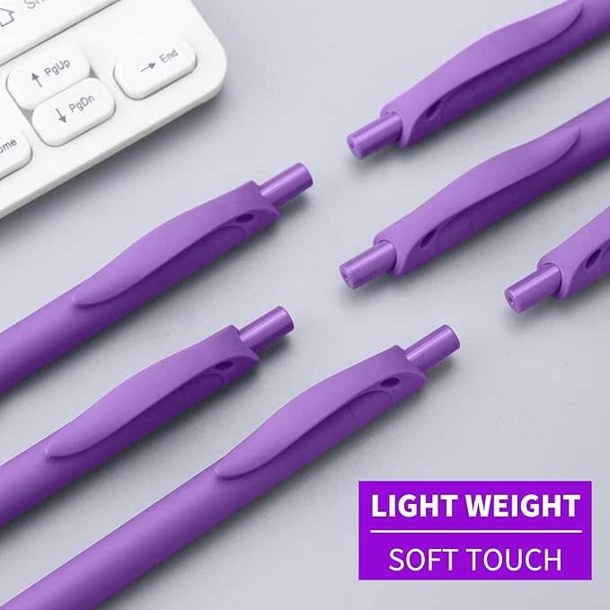 deegtran Retractable Ballpoint Pens, 50 Pack, Medium Point, Purple Ink, Soft Grip, No Bleed, Smooth Writing, Retro Style, Unisex, Ambidextrous