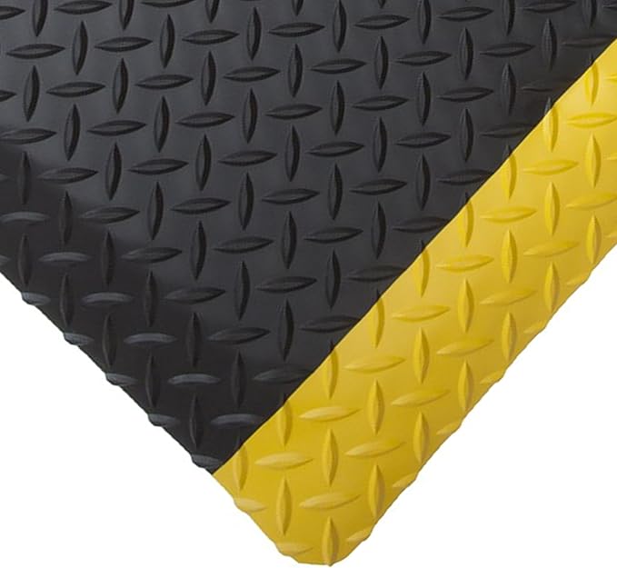 Rhino Mats, American Classic Diamond Anti-Fatigue Mats, Industrial Ergonomic Comfort Standing Mat for Work, Home, Garage, Office, Kitchen or Anywhere (Black/Yellow 1" Thick, 3 FT. x 6 FT.)